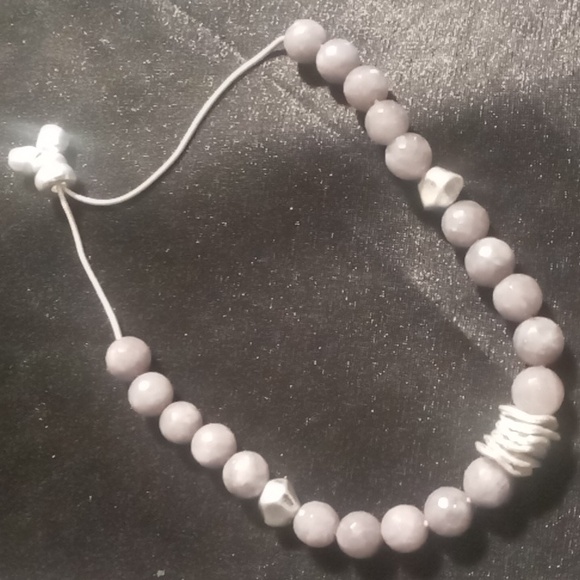 Kunzite slide bracelet natural stone on silver Snake chain. - Picture 6 of 8